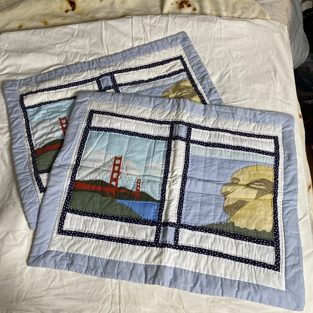 Sunham Home Quilted Pillow Sham Golden Gate Bridge Mt Rushmore 20x26